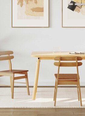 VidaXL Eetkamerstoel 2 pcs Naturel Massief Rubberhout