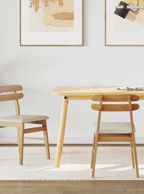 VidaXL Eetkamerstoel 2 pcs Natuurlijk en Licht Massief Rubberhout