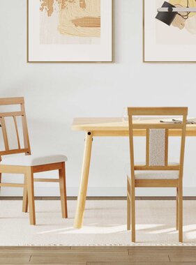 VidaXL Eetkamerstoel 2 pcs Natuurlijk en Licht Massief Rubberhout