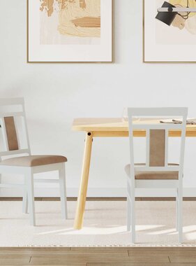 VidaXL Eetkamerstoel 2 pcs Wit en Bruin Massief Rubberhout