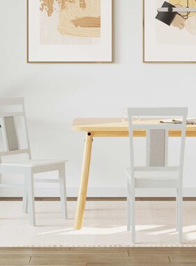 VidaXL Eetkamerstoel 2 pcs Wit Massief Rubberhout