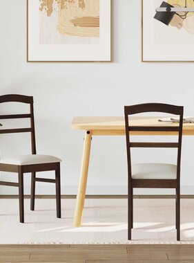 VidaXL Eetkamerstoel 2 pcs Lichtbruin en Licht Massief Rubberhout