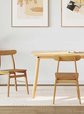 VidaXL Eetkamerstoel 2 pcs Naturel Massief Rubberhout