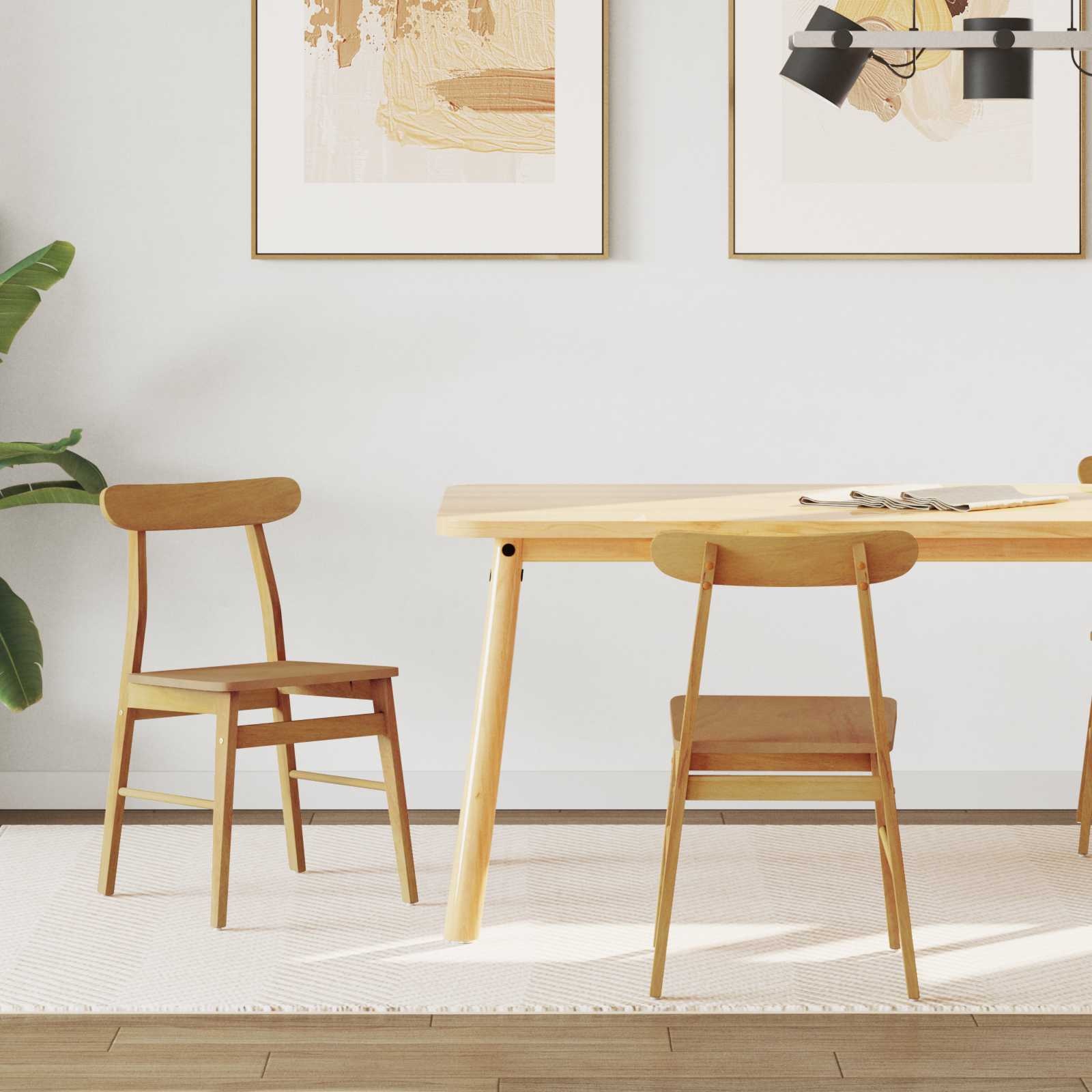 VidaXL Eetkamerstoel 2 pcs Naturel Massief Rubberhout