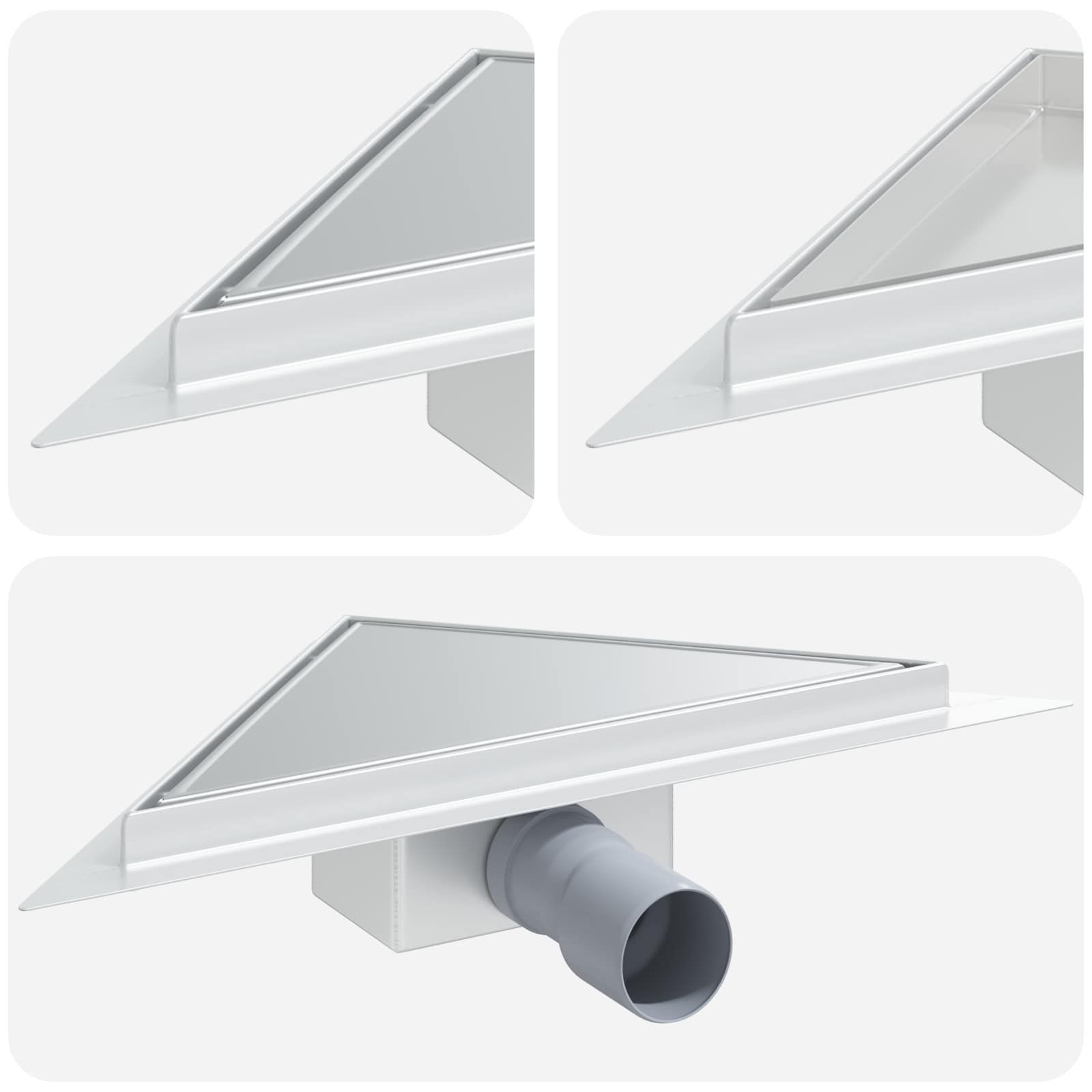 VidaXL 2 in 1 Driehoek Doucheafvoer Zilver 25 x 25 cm