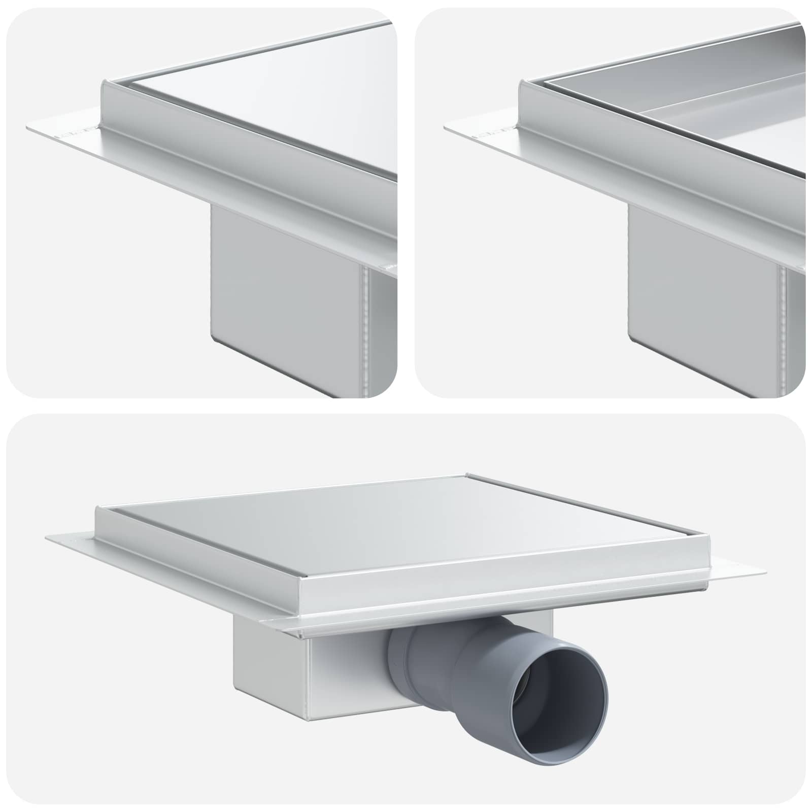 VidaXL 2 in 1 doucheafvoer Zilver 20 x 20 cm Roestvrij staal 304