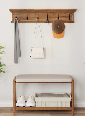 VidaXL Wand gemonteerde kapstok met opslag Naturel 100 x 10 x 20 cm