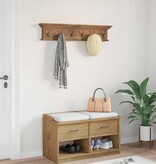 VidaXL Wand gemonteerde kapstok met opslag Naturel 100 x 10 x 20 cm