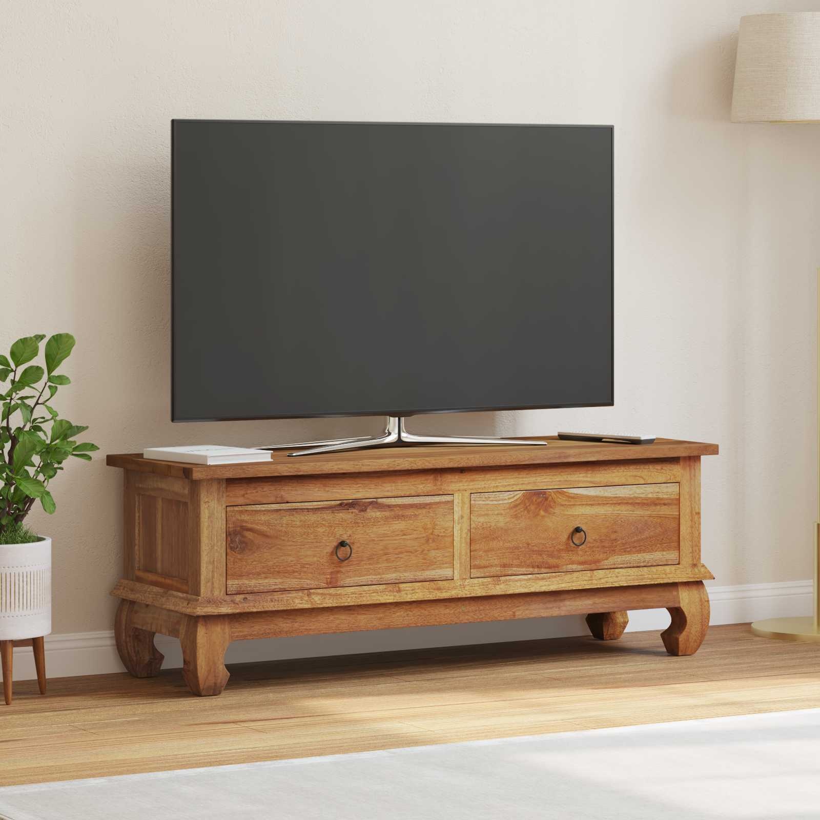 VidaXL TV-standaard met lade Bruin 110 x 35 x 40 cm Massief Teakhout