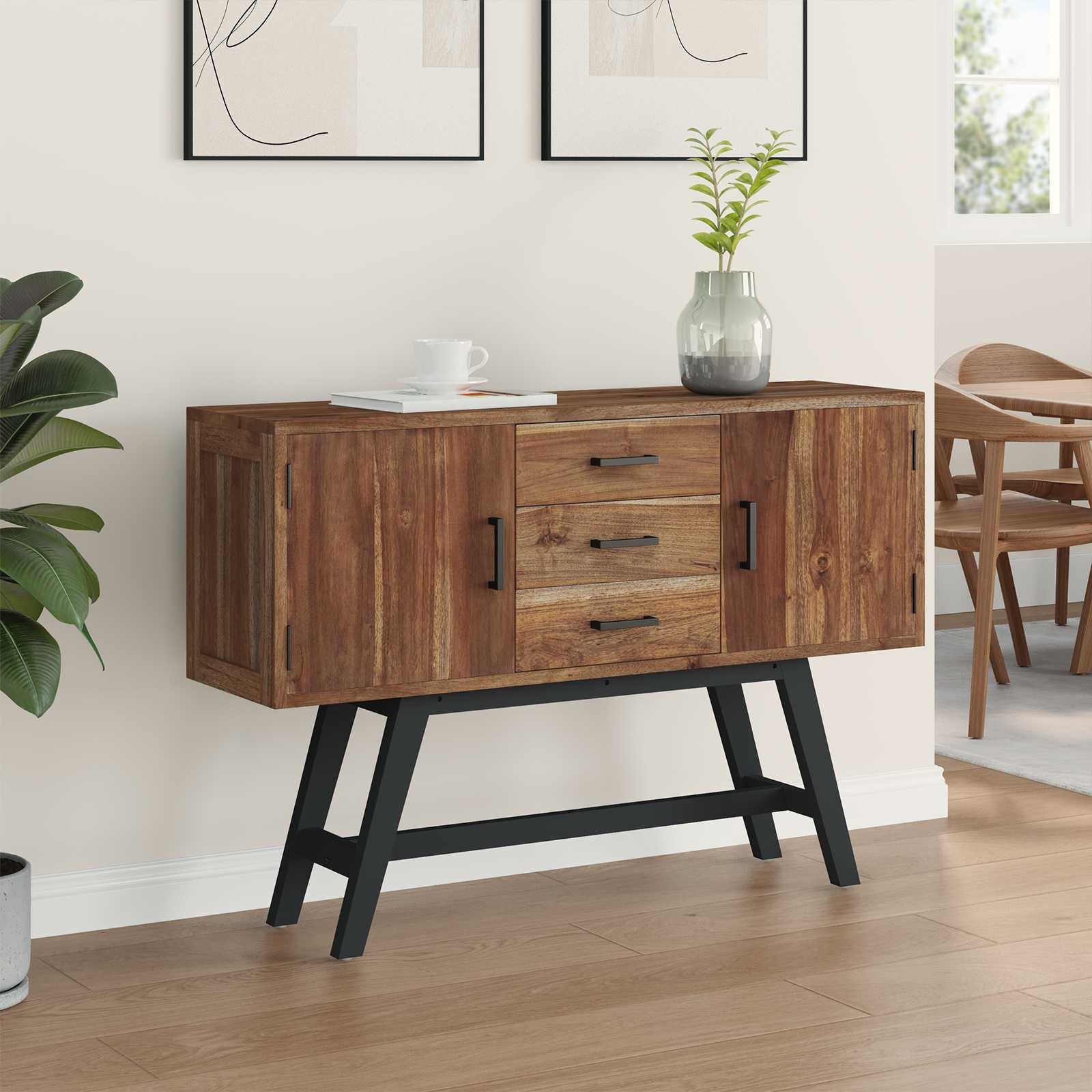 VidaXL TV-standaard met lade Bruin 110 x 30 x 75 cm Massief Teakhout