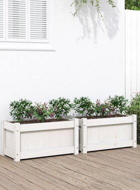 VidaXL Plantenbakken 2 st cm massief grenenhout wit