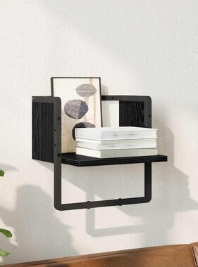 VidaXL Wandplank met plank Zwart Eiken 30 x 25 x 30 cm Bewerkt hout
