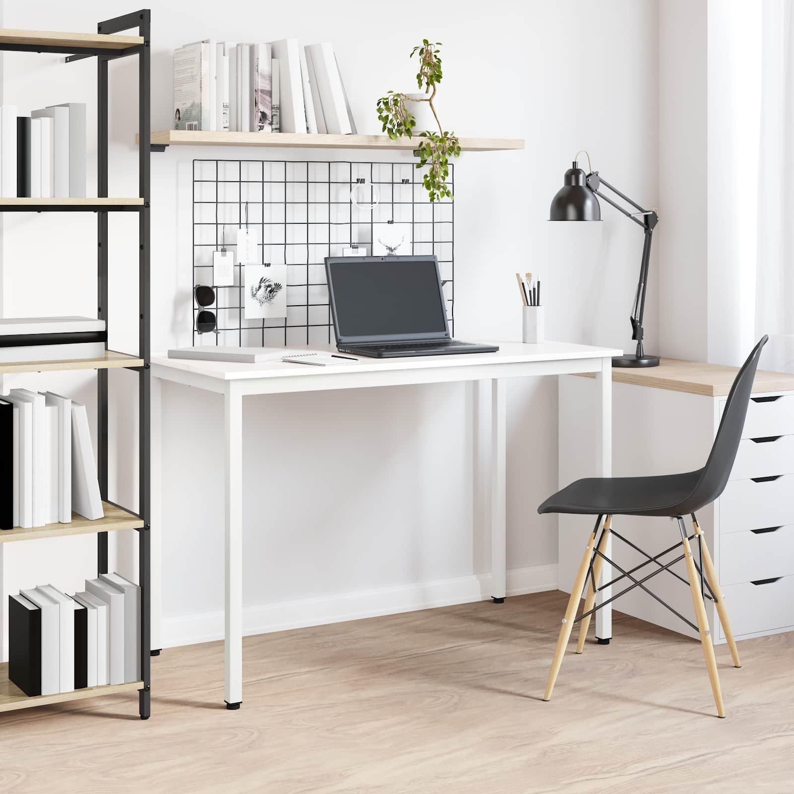 VidaXL Eettafel Wit 110 x 55 x 75 cm Massief grenenhout