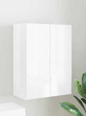 VidaXL TV-wandkast Hoogglans wit 59,5 x 31 x 80 cm Bewerkt hout