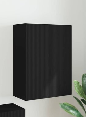 VidaXL TV-wandkast Wandgemonteerd Zwart 59,5 x 31 x 80 cm Bewerkt hout