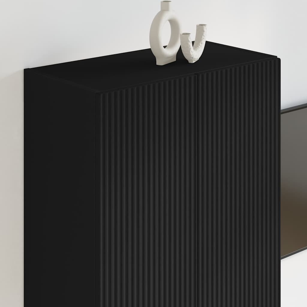 VidaXL TV-wandkast Wandgemonteerd Zwart 59,5 x 31 x 80 cm Bewerkt hout
