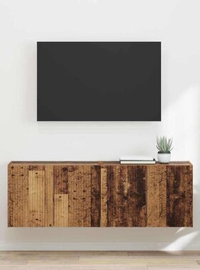 VidaXL TV-wandkast 2 pcs Oud Hout 59,5 x 31 x 40 cm Bewerkt hout