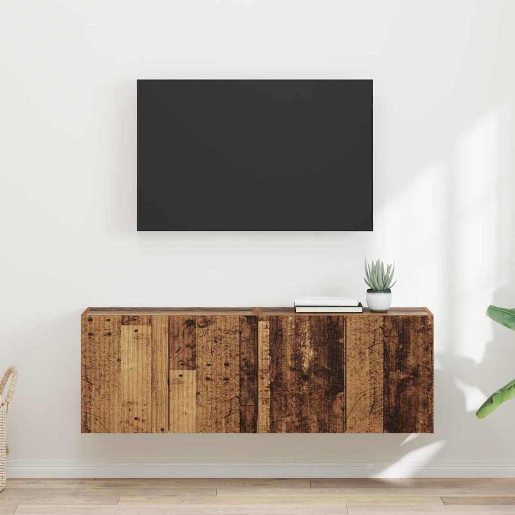 VidaXL TV-wandkast 2 pcs Oud Hout 59,5 x 31 x 40 cm Bewerkt hout