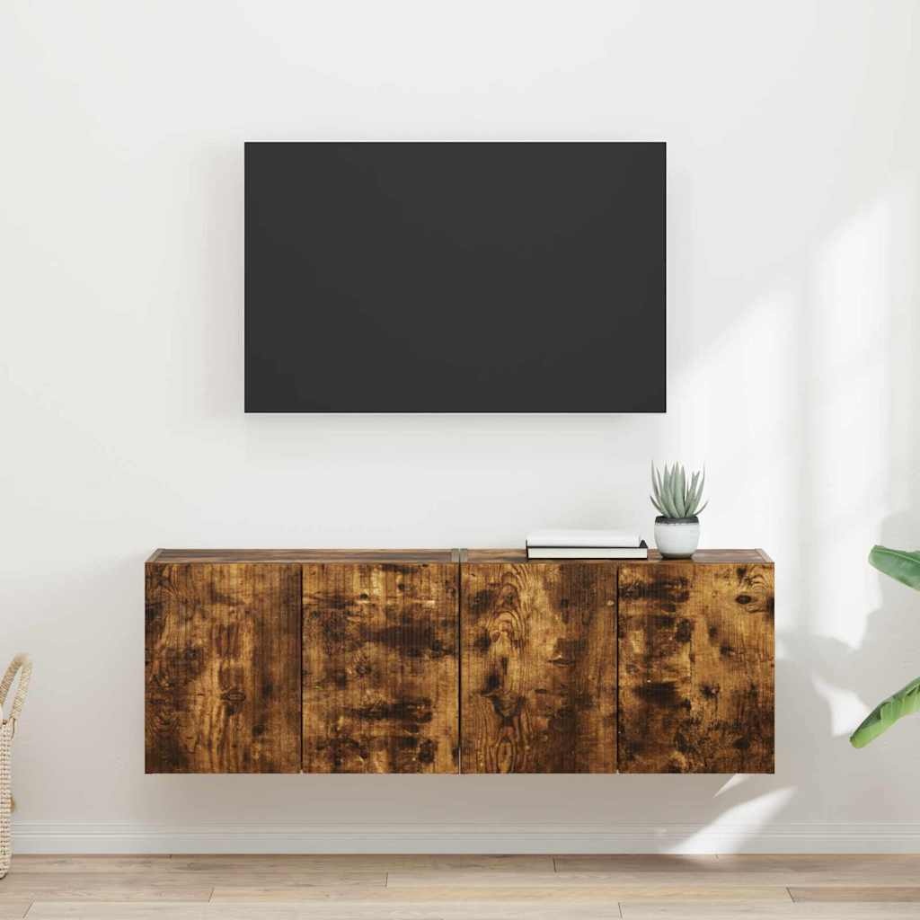 VidaXL TV-wandkast 2 pcs Gerookt eiken 59,5 x 31 x 40 cm Bewerkt hout