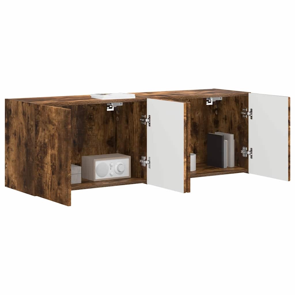 VidaXL TV-wandkast 2 pcs Gerookt eiken 59,5 x 31 x 40 cm Bewerkt hout