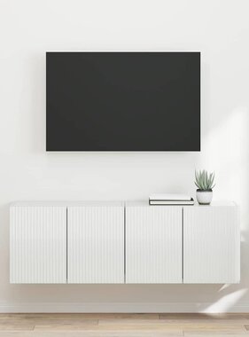VidaXL TV-wandkast 2 pcs Hoogglans wit 59,5 x 31 x 40 cm Bewerkt hout