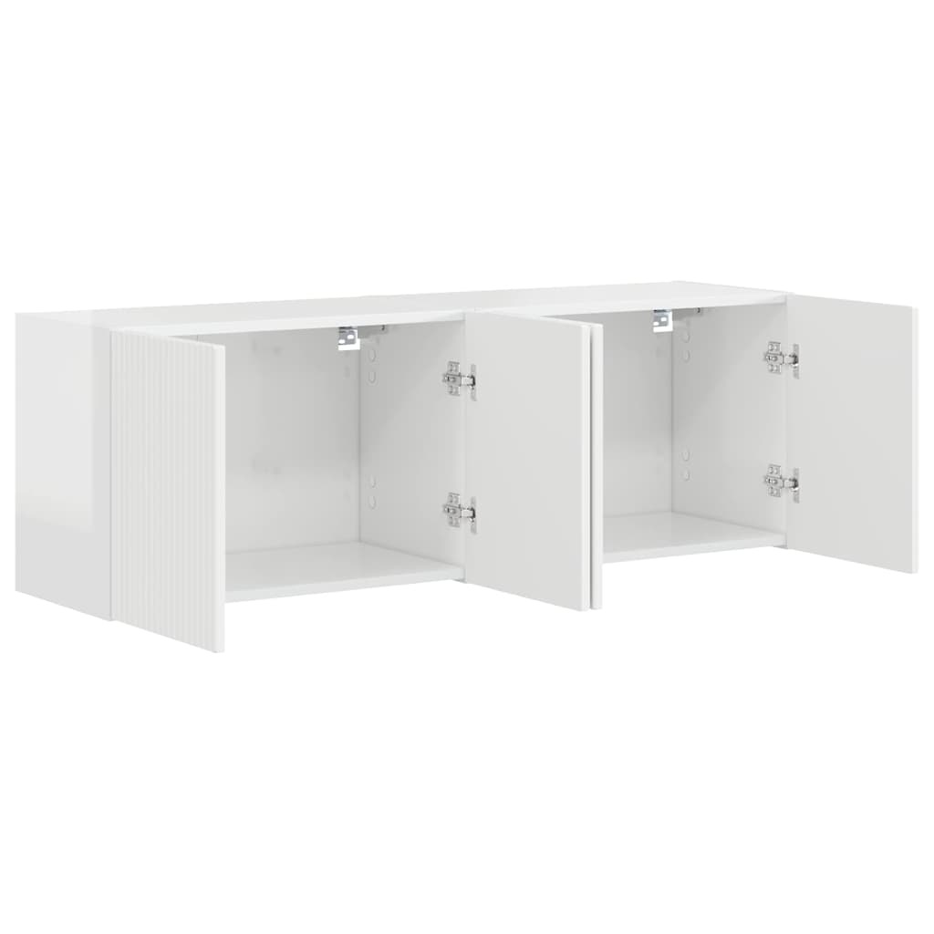 VidaXL TV-wandkast 2 pcs Hoogglans wit 59,5 x 31 x 40 cm Bewerkt hout