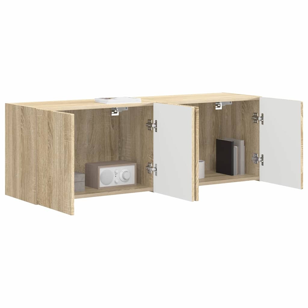 VidaXL TV-wandkast 2 pcs Sonoma Eiken 59,5 x 31 x 40 cm Bewerkt hout