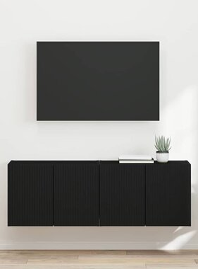 VidaXL TV-wandkast 2 pcs Zwart 59,5 x 31 x 40 cm Bewerkt hout