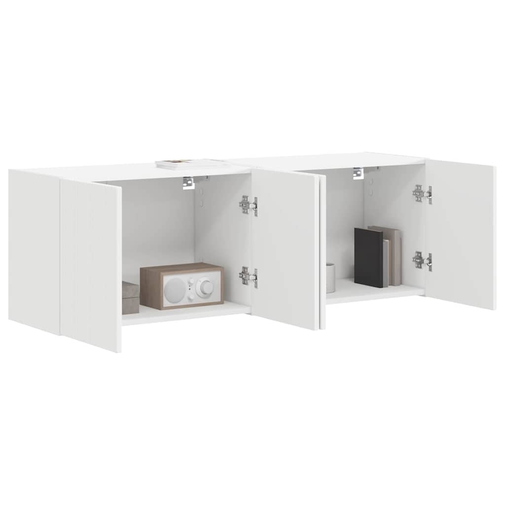 VidaXL TV-wandkast 2 pcs Wit 59,5 x 31 x 40 cm Bewerkt hout
