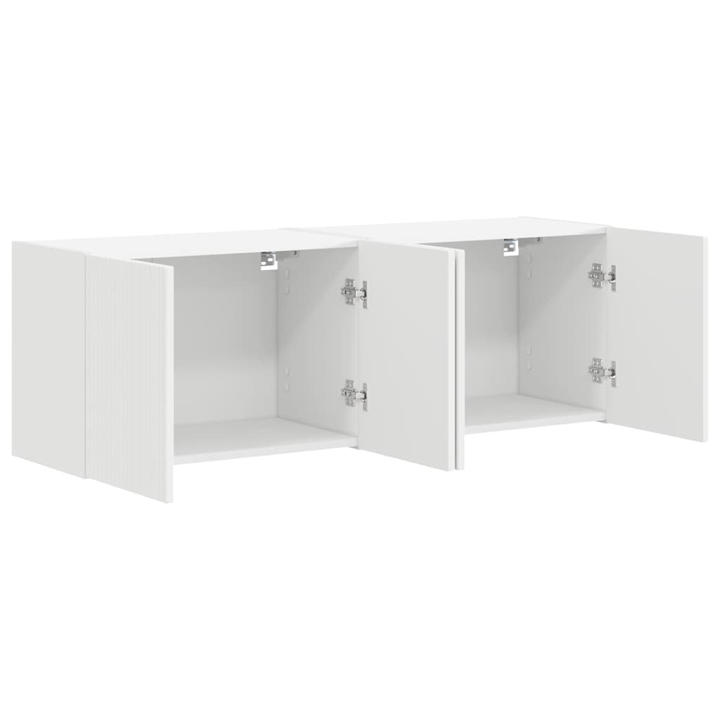 VidaXL TV-wandkast 2 pcs Wit 59,5 x 31 x 40 cm Bewerkt hout