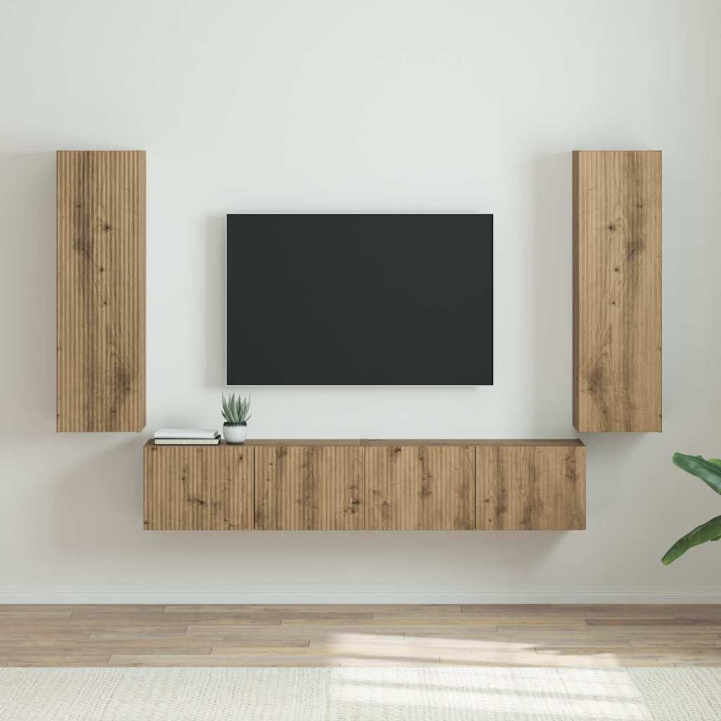 VidaXL TV Wandkast 2 pcs Ambachtelijk eiken 30 x 31 x 100 cm