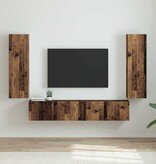 VidaXL TV Wandkast 2 pcs Oud Hout 30 x 31 x 100 cm Bewerkt hout