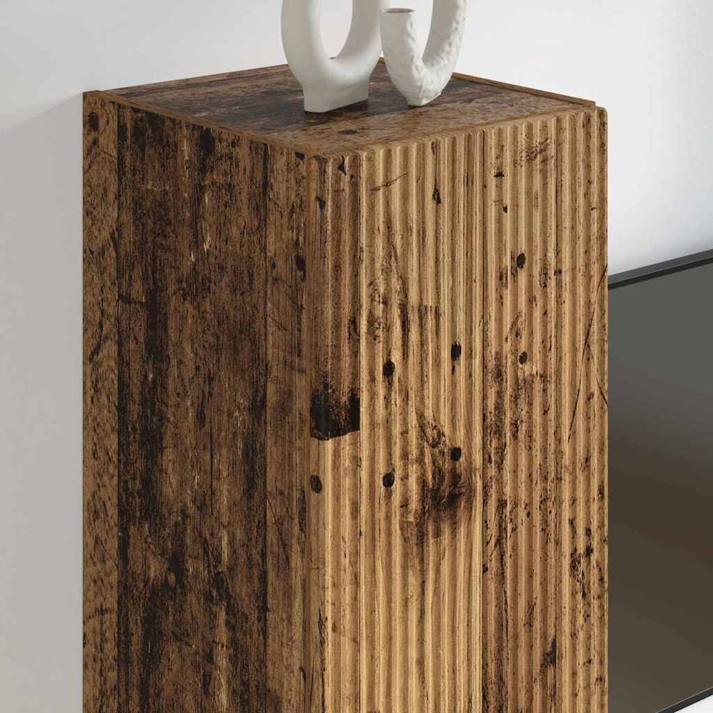 VidaXL TV Wandkast 2 pcs Oud Hout 30 x 31 x 100 cm Bewerkt hout