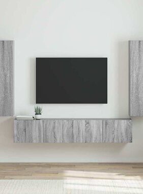 VidaXL TV Wandkast 2 pcs Grijs Sonoma 30 x 31 x 100 cm Bewerkt hout