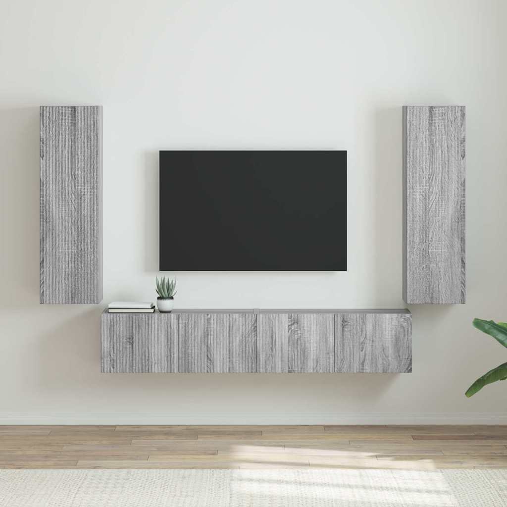 VidaXL TV Wandkast 2 pcs Grijs Sonoma 30 x 31 x 100 cm Bewerkt hout