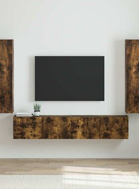 VidaXL TV Wandkast 2 pcs Gerookt eiken 30 x 31 x 100 cm Bewerkt hout