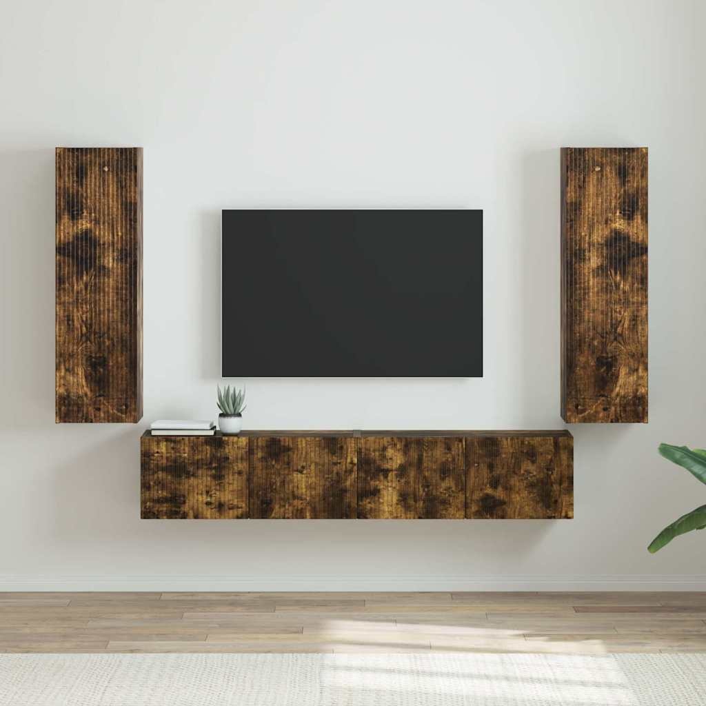 VidaXL TV Wandkast 2 pcs Gerookt eiken 30 x 31 x 100 cm Bewerkt hout