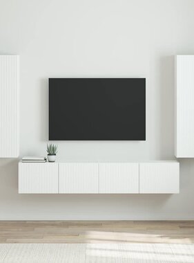 VidaXL TV Wandkast 2 pcs Glanzend Wit 30 x 31 x 100 cm Bewerkt hout