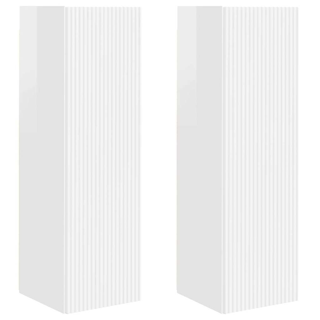 VidaXL TV Wandkast 2 pcs Glanzend Wit 30 x 31 x 100 cm Bewerkt hout