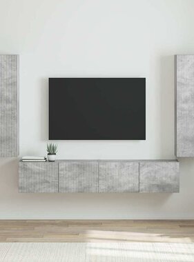 VidaXL TV Wandkast 2 pcs Beton 30 x 31 x 100 cm Bewerkt hout