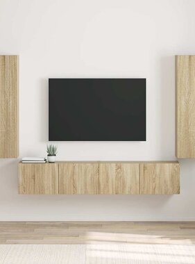 VidaXL TV Wandkast 2 pcs Sonoma 30 x 31 x 100 cm Bewerkt hout