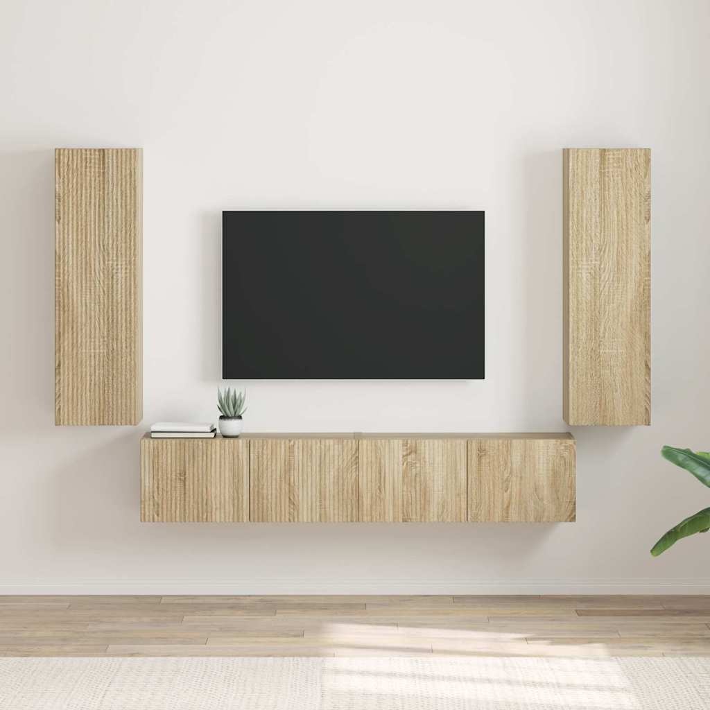 VidaXL TV Wandkast 2 pcs Sonoma 30 x 31 x 100 cm Bewerkt hout