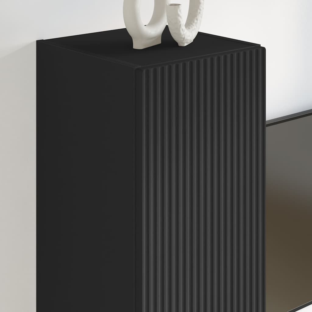 VidaXL TV Wandkast 2 pcs Zwart 30 x 31 x 100 cm Bewerkt hout