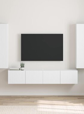 VidaXL TV Wandkast 2 pcs Wit 30 x 31 x 100 cm Bewerkt hout