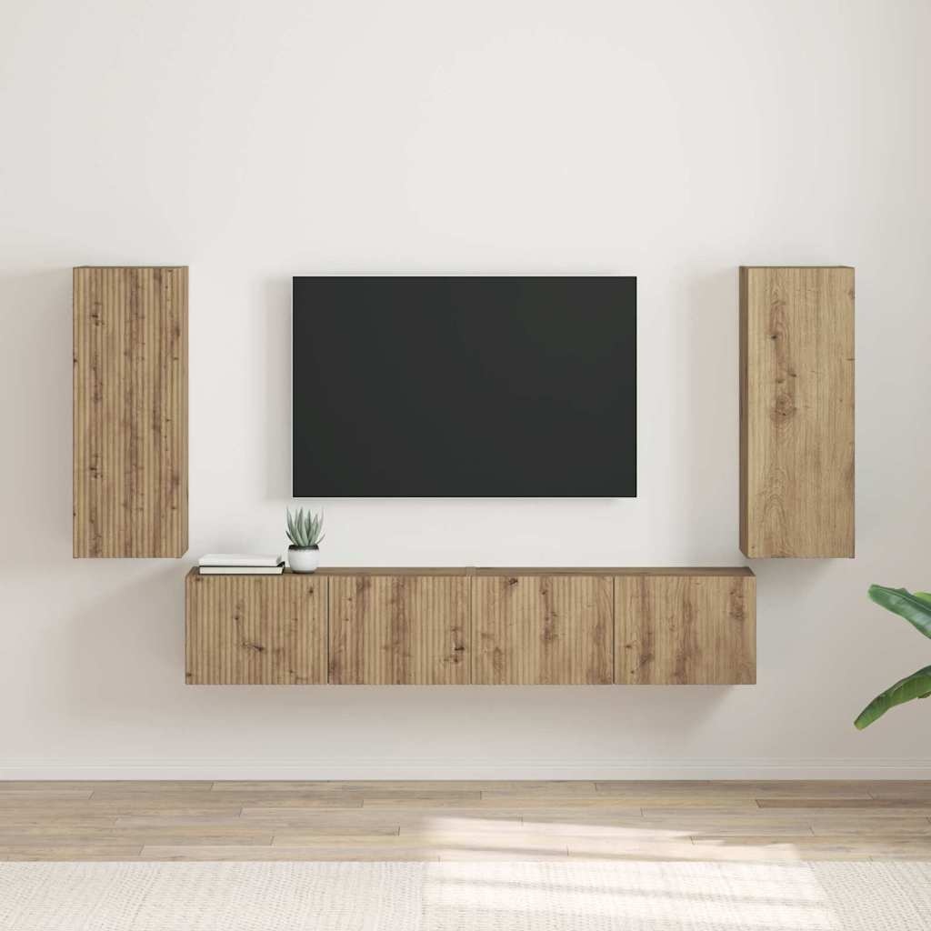 VidaXL TV Wandkast 2 pcs Ambachtelijk eiken 30 x 31 x 80 cm