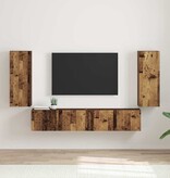 VidaXL TV Wandkast 2 pcs Oud Hout 30 x 31 x 80 cm Bewerkt hout