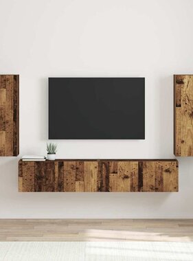 VidaXL TV Wandkast 2 pcs Oud Hout 30 x 31 x 80 cm Bewerkt hout