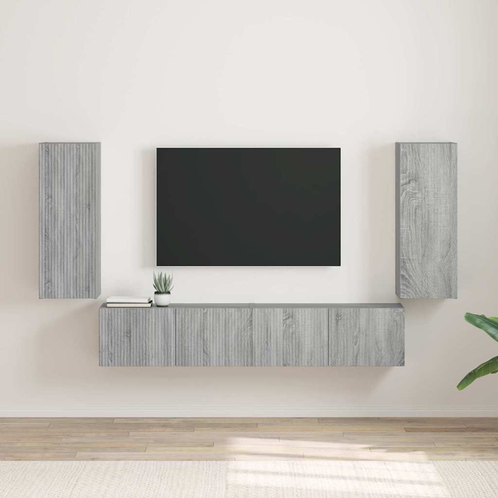 VidaXL TV Wandkast 2 pcs Grijs Sonoma 30 x 31 x 80 cm Bewerkt hout