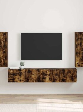 VidaXL TV Wandkast 2 pcs Gerookt eiken 30 x 31 x 80 cm Bewerkt hout