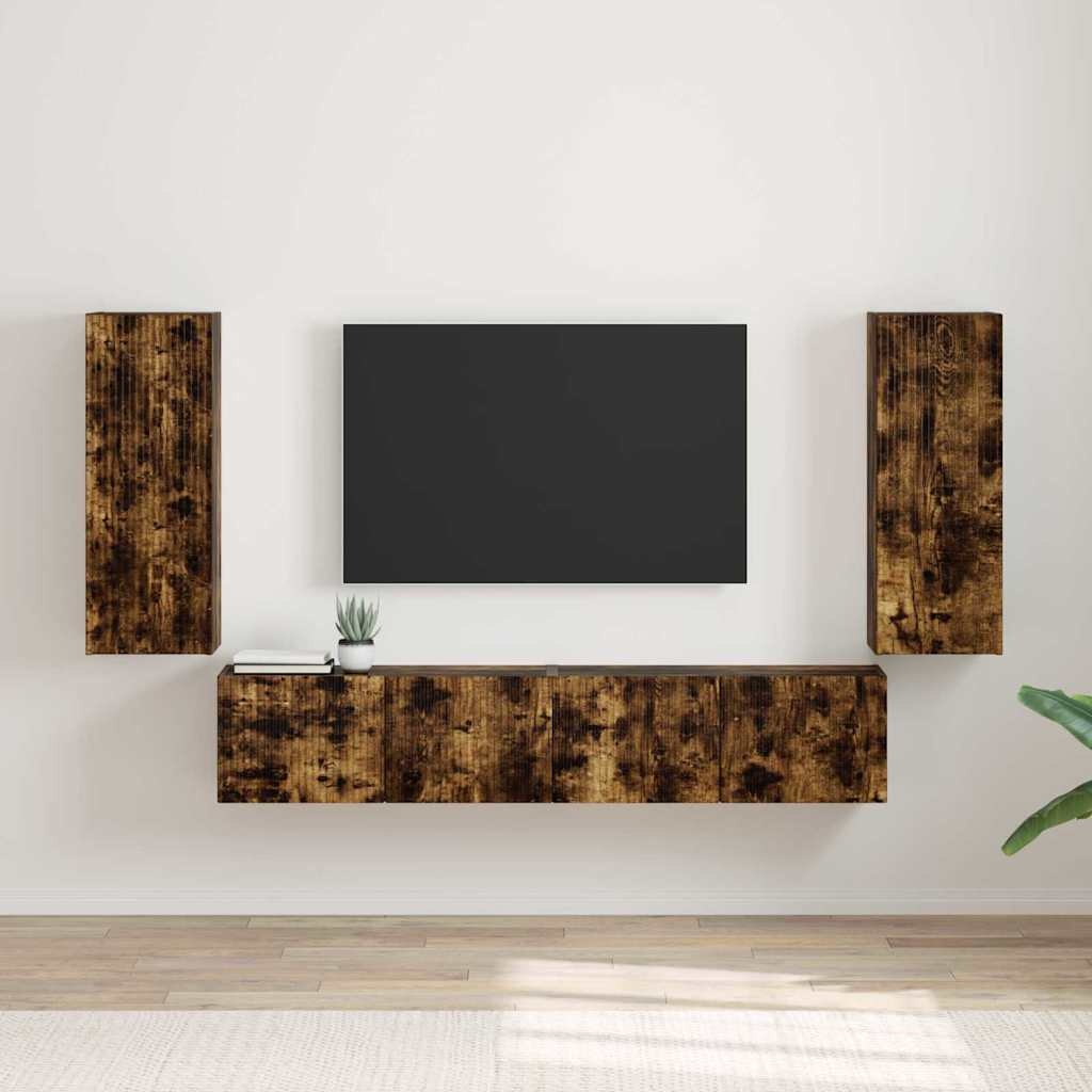 VidaXL TV Wandkast 2 pcs Gerookt eiken 30 x 31 x 80 cm Bewerkt hout